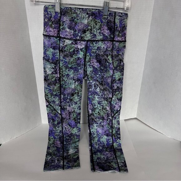 Lululemon Fast & Free Crop II Nulux 19"Vivid Vision Multi Black Size 6 - Picture 4 of 16